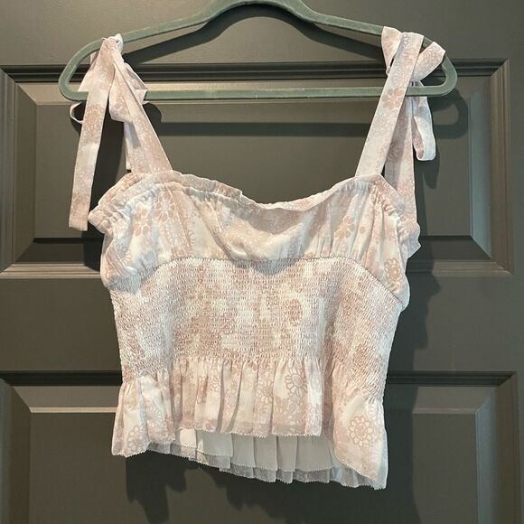 NWOT Aritzia Wilfred Tie Strap Smocked Top - Picture 3 of 3
